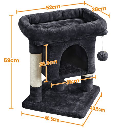 Arbre à Chat Design Avec Niche Et Plate-forme Arbre-griffoir Noir