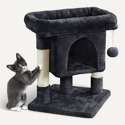Arbre à Chat Design Avec Niche Et Plate-forme Arbre-griffoir Noir