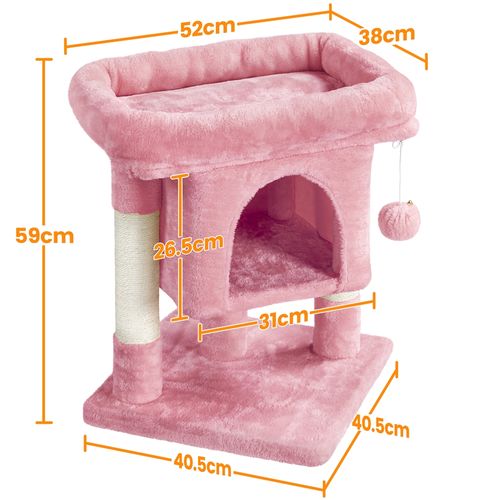 Arbre à Chat Design Avec Niche Tour Pour Chat Hauteur 59cm Rose