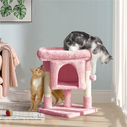 Arbre à Chat Design Avec Niche Tour Pour Chat Hauteur 59cm Rose