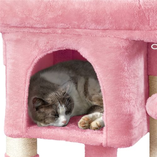 Arbre à Chat Design Avec Niche Tour Pour Chat Hauteur 59cm Rose