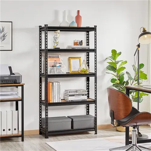 Étagère De Garage à 5 Niveaux Avec Planches Mdf 75 × 30× 153 Cm Noir