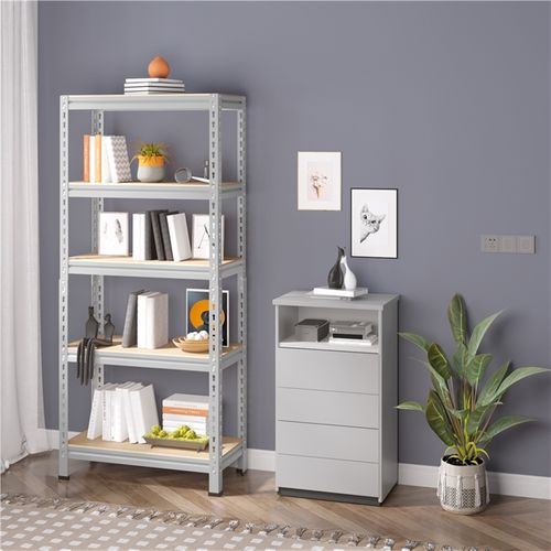 Étagère De Rangement Sans Vis à 5 Niveaux En Métal Gris Clair