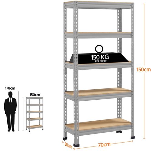 Étagère De Rangement Sans Vis à 5 Niveaux En Métal Gris Clair