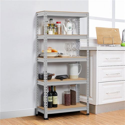 Étagère De Rangement Sans Vis à 5 Niveaux En Métal Gris Clair