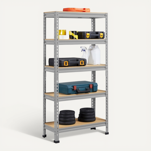 Étagère De Rangement Sans Vis à 5 Niveaux En Métal Gris Clair