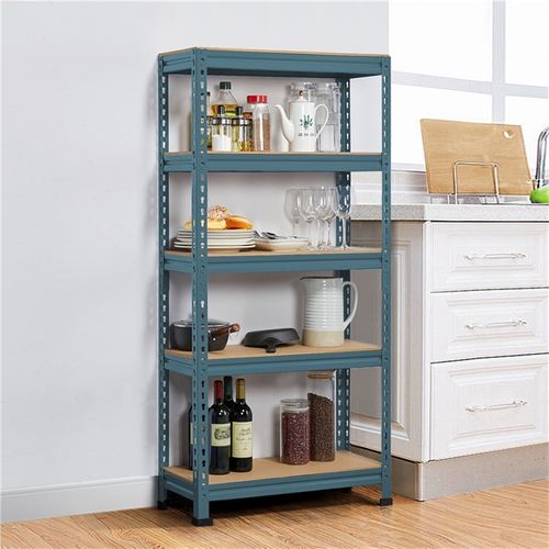 Étagère De Rangement Sans Vis à 5 Niveaux En Métal Bleu Neptune