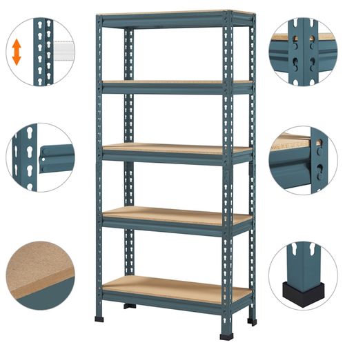 Étagère De Rangement Sans Vis à 5 Niveaux En Métal Bleu Neptune
