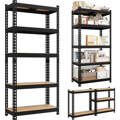 Étagère De Rangement/metallique Atelier/garage Sans Vis à 5 Niveaux En Métal 150 X 70 X 30 Cm Noir