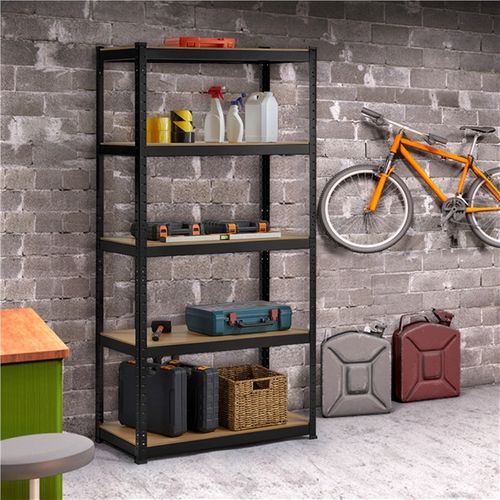 Étagère à 5 Niveaux Étagère Metallique Garage 180 X 90 X 45 Cm Noir