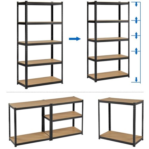 Étagère à 5 Niveaux Étagère Metallique Garage 180 X 90 X 45 Cm Noir