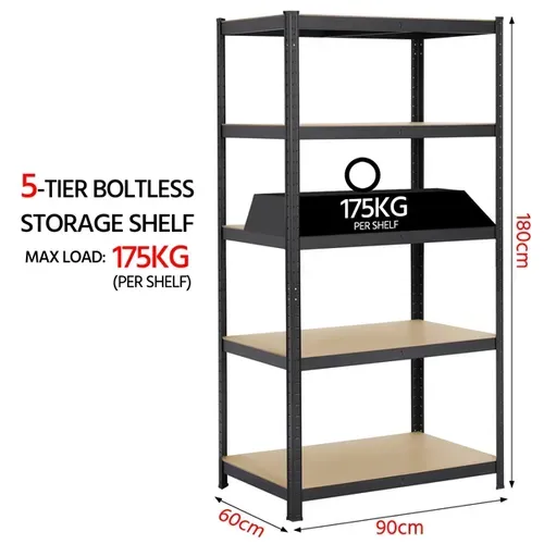 Étagère De Rangement En Bois Mdf/métal Charge Max.175kg