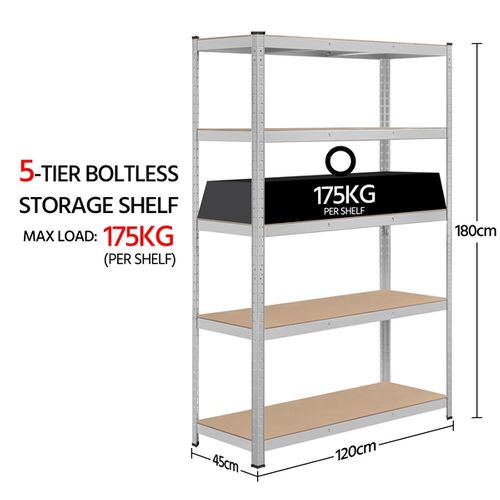 MONZANA® 2x Étagères Charge Lourde Rouge 5 Niveaux 180x90x40cm Étagère Métallique Max 875kg Rangement Garage Atelier | Leroy Merlin