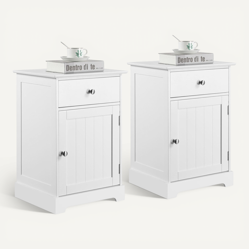 Lot De 2 Tables De Chevet Avec Tiroir Table De Nuit Carrée Avec Tablette
