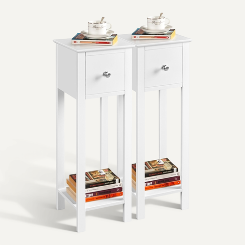 Lot De 2 Tables D'appoint Console En Bois Blanc