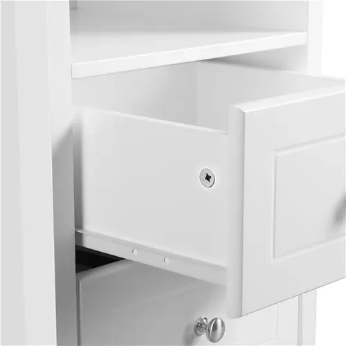 Table De Chevet Blanche, Table De Nuit En Bois, 40 X 35 X 60 Cm, 2 Tiroirs Blanc