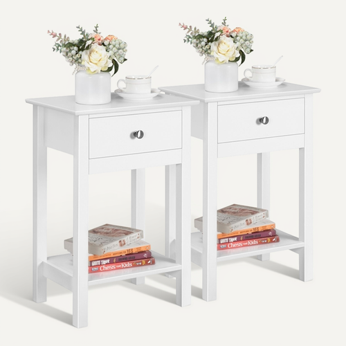 Lot De 2 Table De Chevet Du Lit, Table De Nuit Blanc