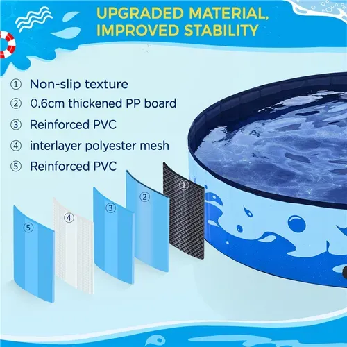Piscine Pour Chien Pliable, Baignoire Portable Antidérapant Et Résistant, Bleu XXL