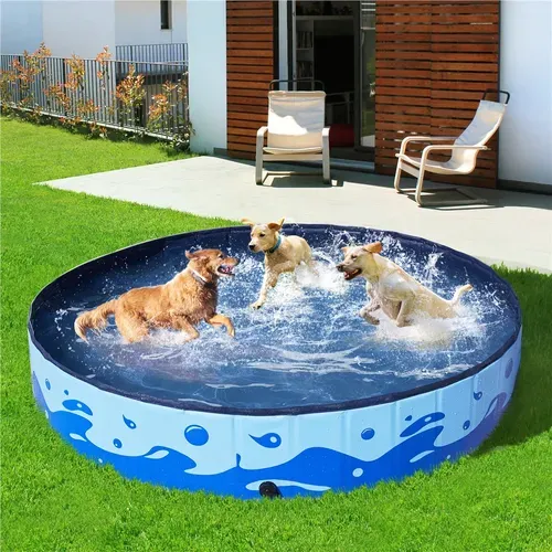 Piscine Pour Chien Pliable, Baignoire Portable Antidérapant Et Résistant, Bleu XXL