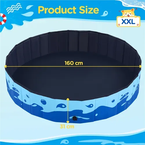 Piscine Pour Chien Pliable, Baignoire Portable Antidérapant Et Résistant, Bleu XXL