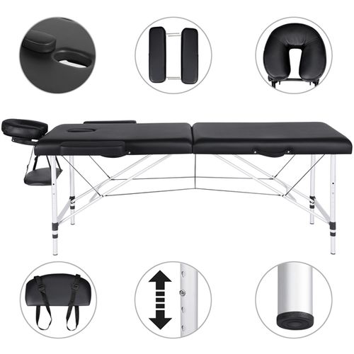 Table De Massage Pliante Pro – 80 X 213 Cm – Cadre Alu Réglable En Hauteur