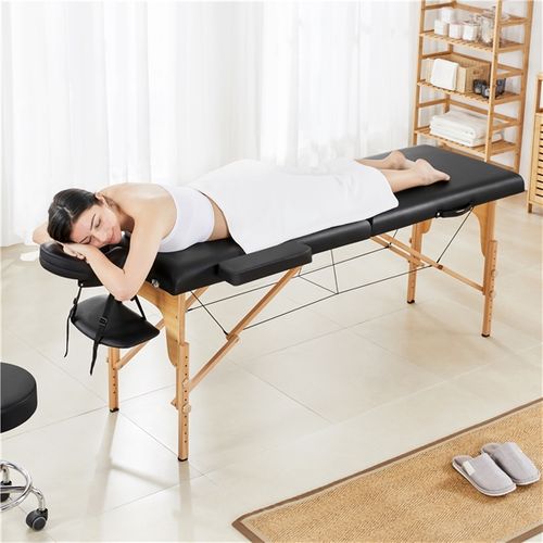 Table De Massage Portable Pliable à 2 Zones Noir