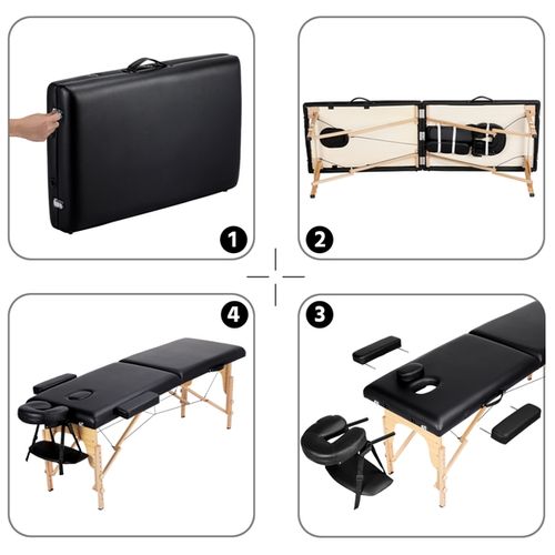 Table De Massage Portable Pliable à 2 Zones Noir