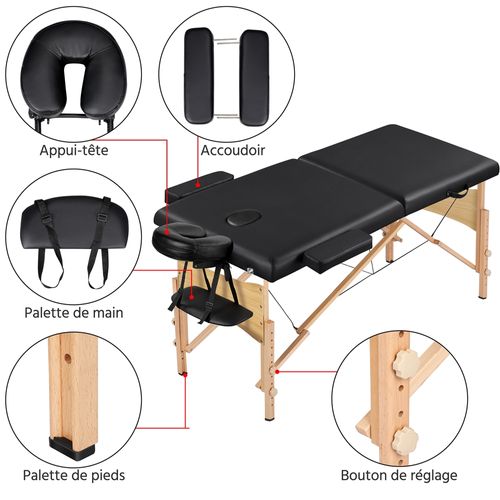 Table De Massage Pliante Lit De Massage 70 Cm Lit De Massage Professionnel Canapé Cosmetique Noir