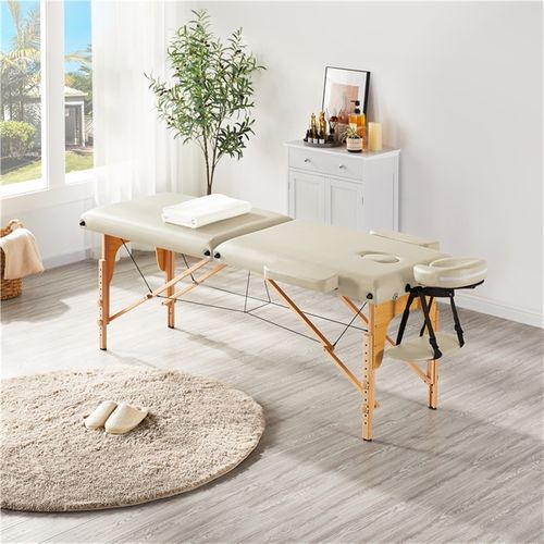 Table De Massage Portable Pliable à 2 Zones Crème
