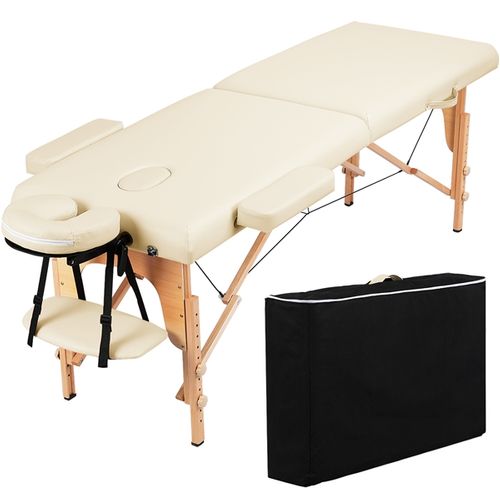 Table De Massage Portable Pliable à 2 Zones Crème