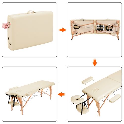 Table De Massage Portable Pliable à 2 Zones Crème