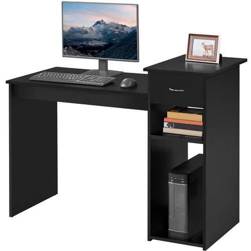 Bureau Droit Informatique Avec Tiroir 112 X 50 X 82 Cm Noir