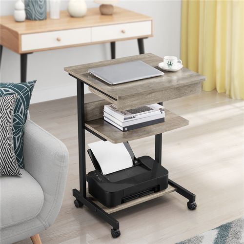 Table Informatique Bureau D'ordinateur Portable Roulant Poste De Travail 56 X 51 X 79 Cm Gris