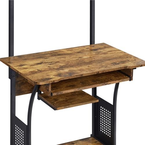 Bureau Informatique Avec 3 Tablettes De Rangement Table Ordinateur 80 X 50 X 132 Cm Marron Rustique