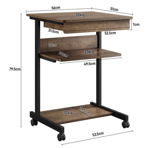 Table Informatique Bureau D'ordinateur 56 X 51 X 79 Cm Taupe