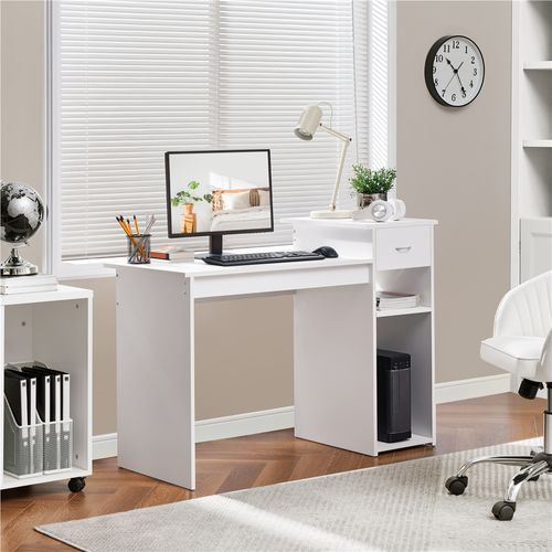Bureau Droit Informatique Avec Tiroir 112 X 50 X 82 Cm Blanc