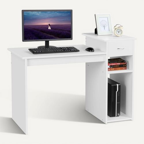 Bureau Droit Informatique Avec Tiroir 112 X 50 X 82 Cm Blanc