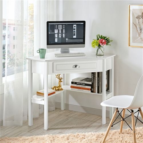Bureau D'angle Poste De Travail Informatique Blanc