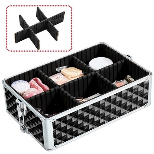 Valise De Maquillage 3 En 1 Coque Gaufrée Brillante Noir