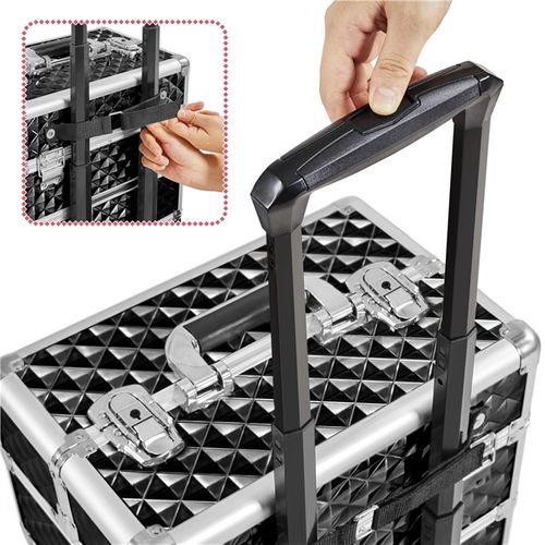 Valise De Maquillage 3 En 1 Coque Gaufrée Brillante Noir