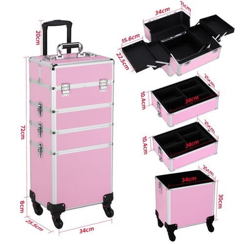 Grande Valise à Maquillage Mallette Maquillage 4 En 1 Rose - Vanity