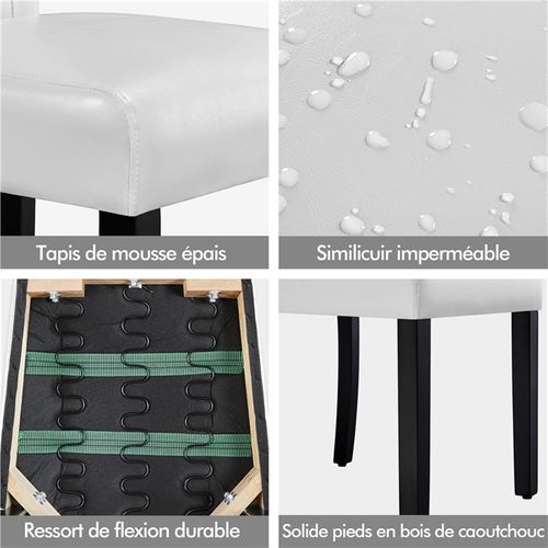 Lot De 2 Chaises De Salle à Manger En Similicuir Pvc Blanc
