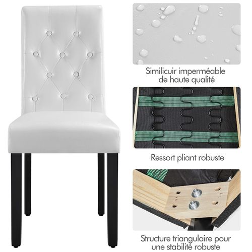 Lot De 2 Chaises De Salle à Manger En Similicuir Pvc Blanc