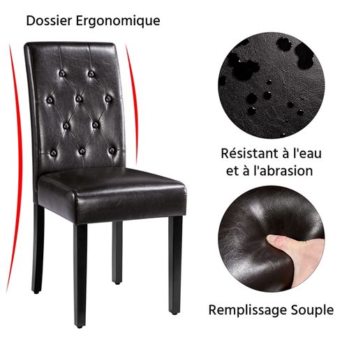 Lot De 2 Chaises De Salle à Manger En Similicuir Pvc Marron