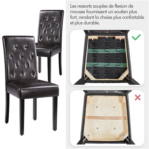 Lot De 2 Chaises De Salle à Manger En Similicuir Pvc Marron