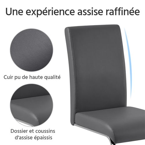Lot De 2 Chaises De Salle à Manger Assise En Similicuir Gris Foncé