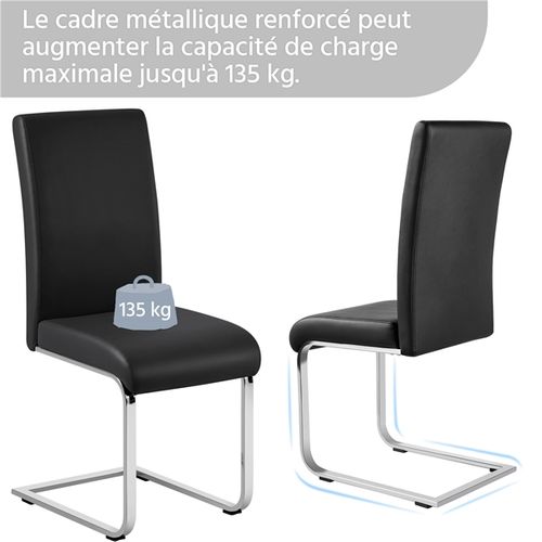 Lot De 2 Chaises De Salle à Manger Assise En Similicuir Noir