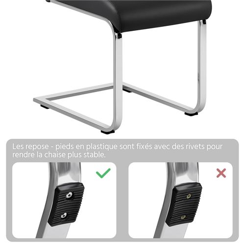 Lot De 2 Chaises De Salle à Manger Assise En Similicuir Noir