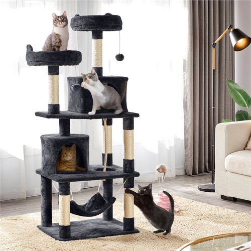 Arbre à Chat Tour à Griffer Avec 2 Niches/hamac Colonne En Sisal
