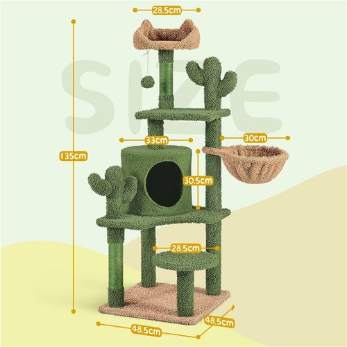 Arbre à Chat Cactus Multiniveau Tour Pour Chat En Peluche 135 Cm